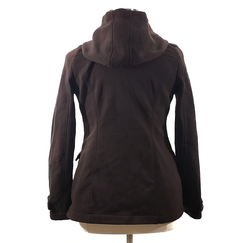 Ambiance Brown Hooded Fleece Jacket Toggle Button Cozy Fall Winter - Picture 5 of 9